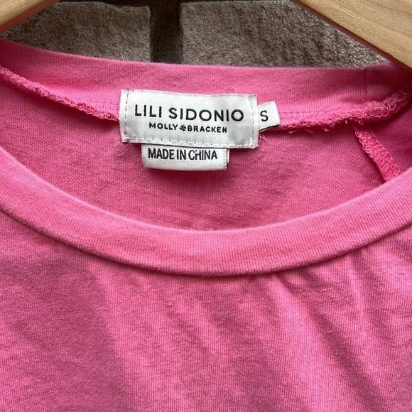 Lili Sidonio x Molly Bracken Pink Asymmetrical Layered Sleeve Top S - Picture 3 of 8